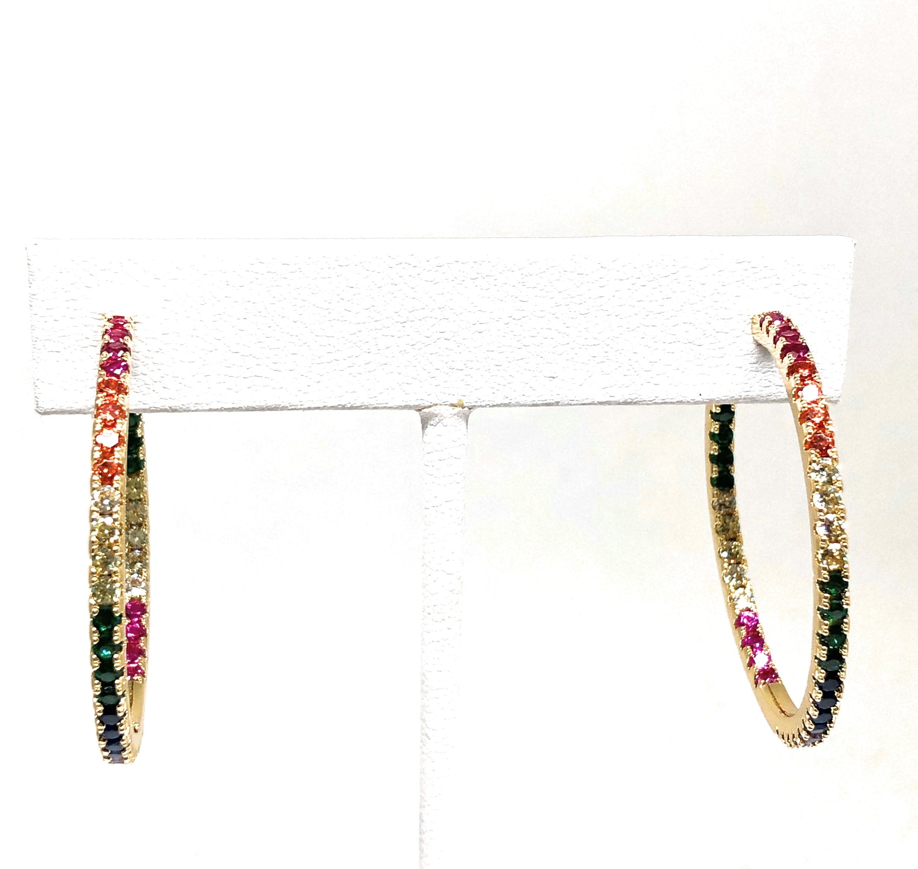 Buy Large 2.25 Inch Hoop Earrings Multi-colored Rhinestone Crystal Cluster Hoop  Earrings Online in India - Etsy